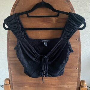 Black Ruched Crop Top